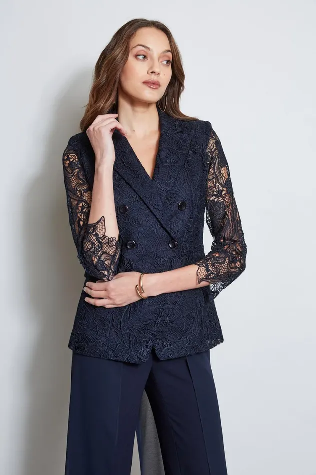 Elie Tahari Suiting Double Breasted Lace Blazer Stargazer 8211 Women