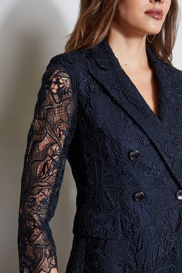 Elie Tahari Suiting Double Breasted Lace Blazer Stargazer 8211 Women