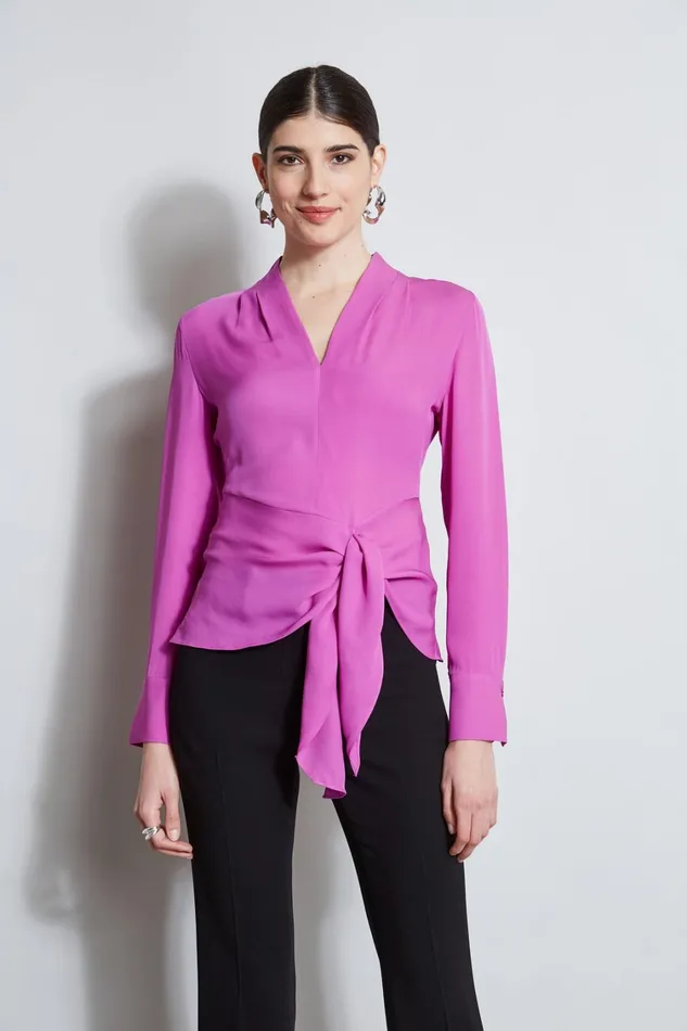 Elie Tahari Tops Contour Side Tie Shirt Peony 8211 Women