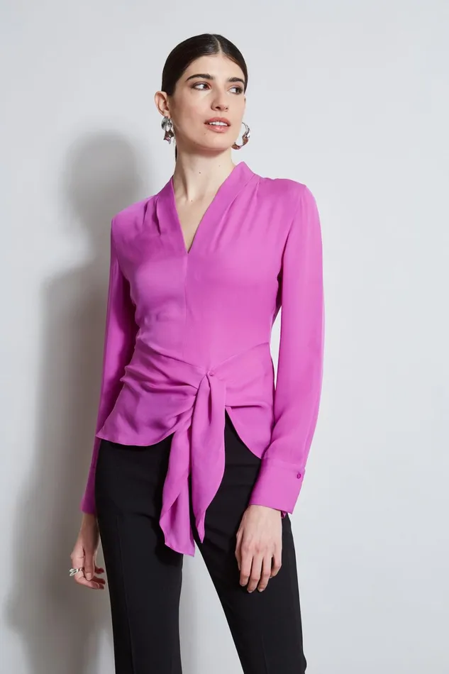 Elie Tahari Tops Contour Side Tie Shirt Peony 8211 Women