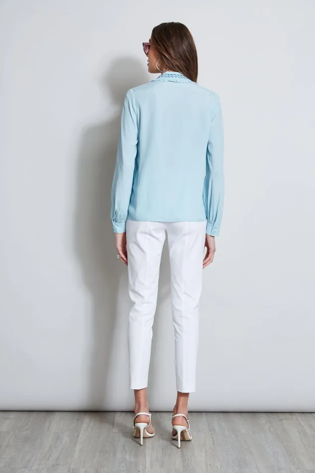 Elie Tahari Tops Embroidered Collar Shirt Sky Light 8211 Women