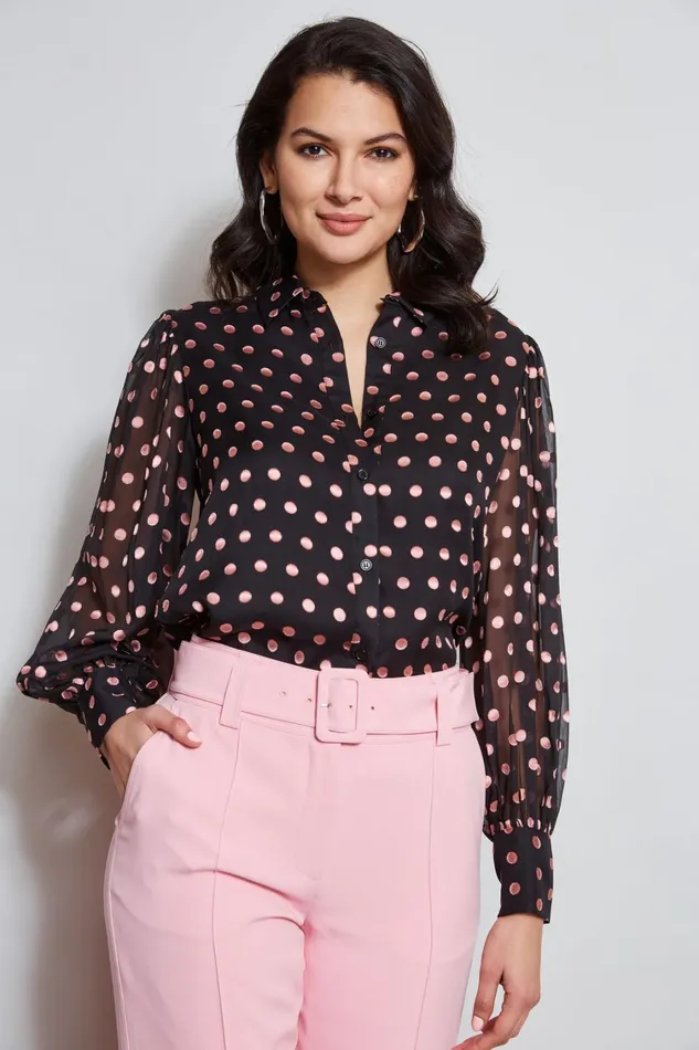 Elie Tahari Tops Polka Dot Shirt Tailor Pink Polka Dot 8211 Women