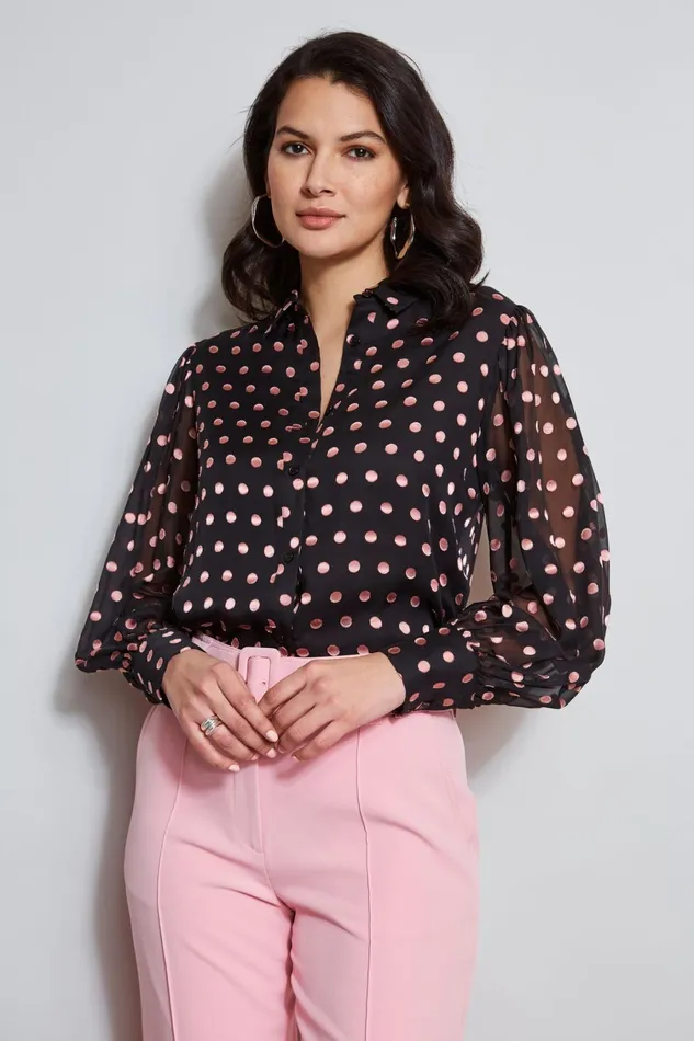 Elie Tahari Tops Polka Dot Shirt Tailor Pink Polka Dot 8211 Women