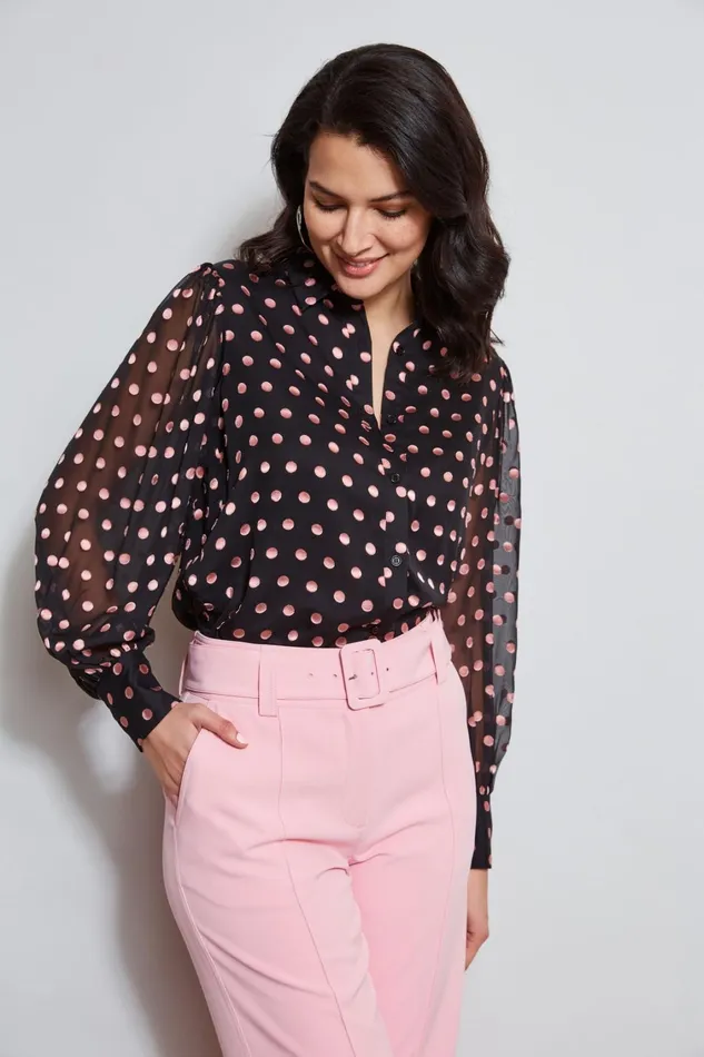Elie Tahari Tops Polka Dot Shirt Tailor Pink Polka Dot 8211 Women