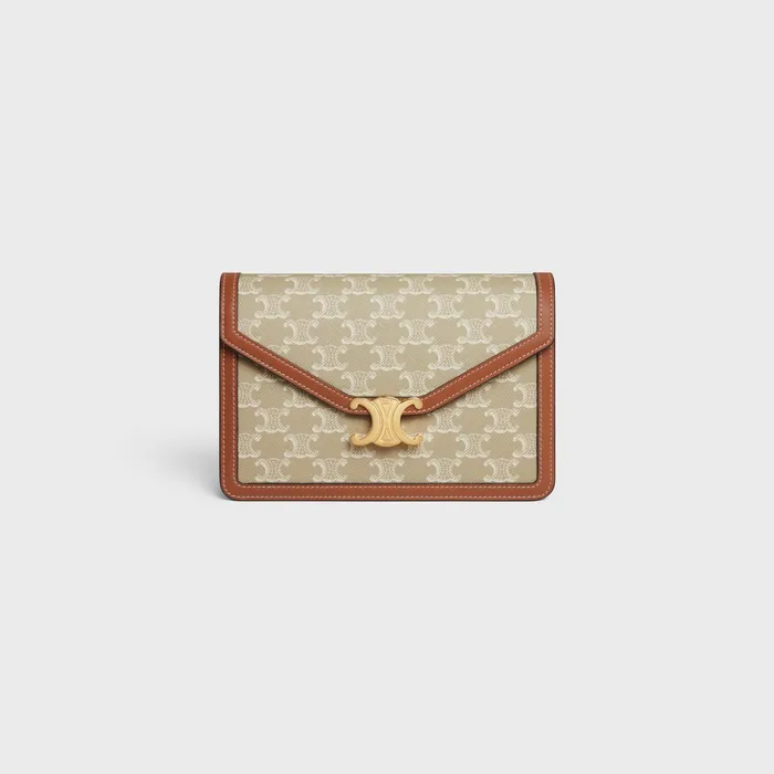Enveloppe Bag In Triomphe Canvas And Calfskin Grege Women CELINE TRIOMPHE CANVAS Enveloppe Bag In Triomphe Canvas And Calfskin Grege Women CELINE TRIOMPHE CANVAS