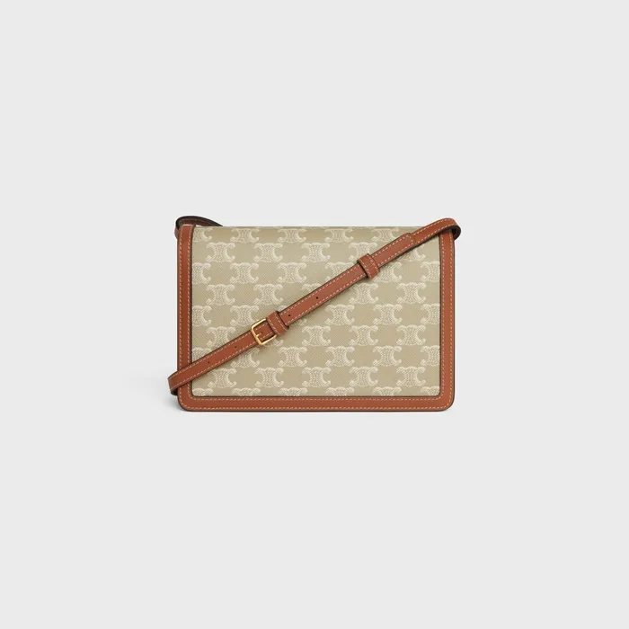 Enveloppe Bag In Triomphe Canvas And Calfskin Grege Women CELINE TRIOMPHE CANVAS Enveloppe Bag In Triomphe Canvas And Calfskin Grege Women CELINE TRIOMPHE CANVAS