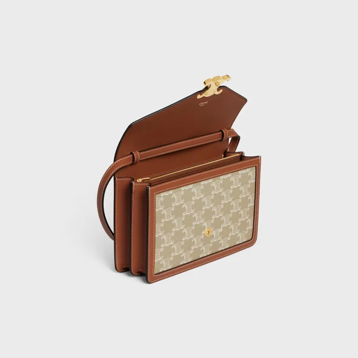 Enveloppe Bag In Triomphe Canvas And Calfskin Grege Women CELINE TRIOMPHE CANVAS Enveloppe Bag In Triomphe Canvas And Calfskin Grege Women CELINE TRIOMPHE CANVAS