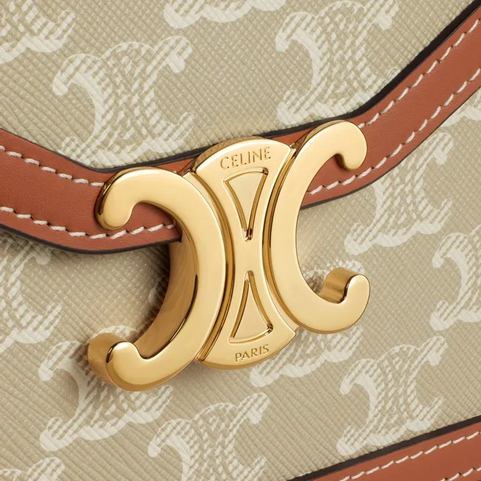 Enveloppe Bag In Triomphe Canvas And Calfskin Grege Women CELINE TRIOMPHE CANVAS Enveloppe Bag In Triomphe Canvas And Calfskin Grege Women CELINE TRIOMPHE CANVAS