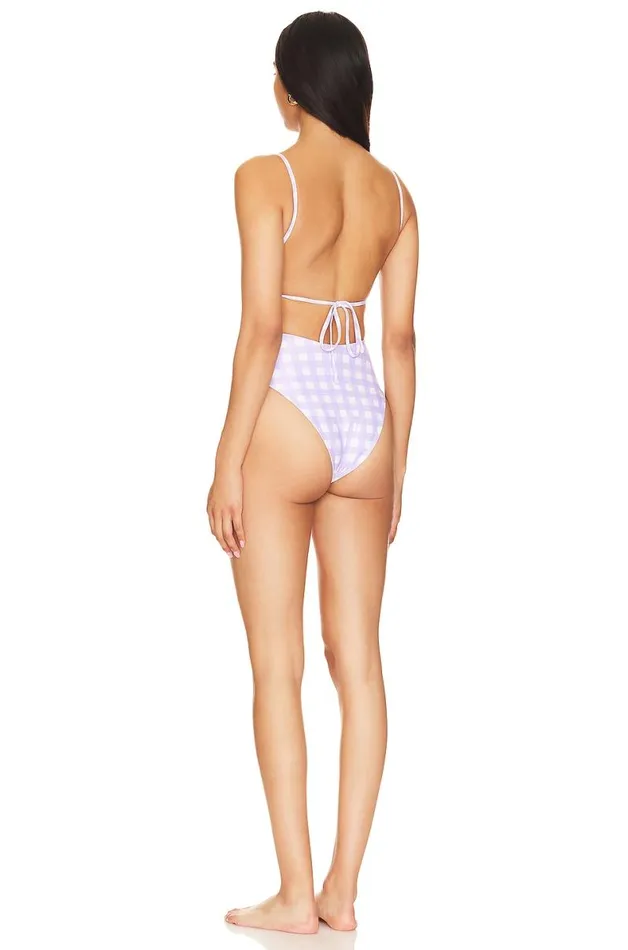 Essa One Piece Lilac Check Women Lovers and Friends Swimsuits and CoverUps