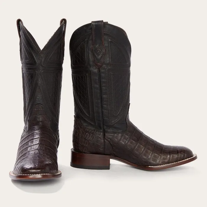 Exotics Men Stetson Kaycee Brown Caiman Belly Cowboy Boot Brown