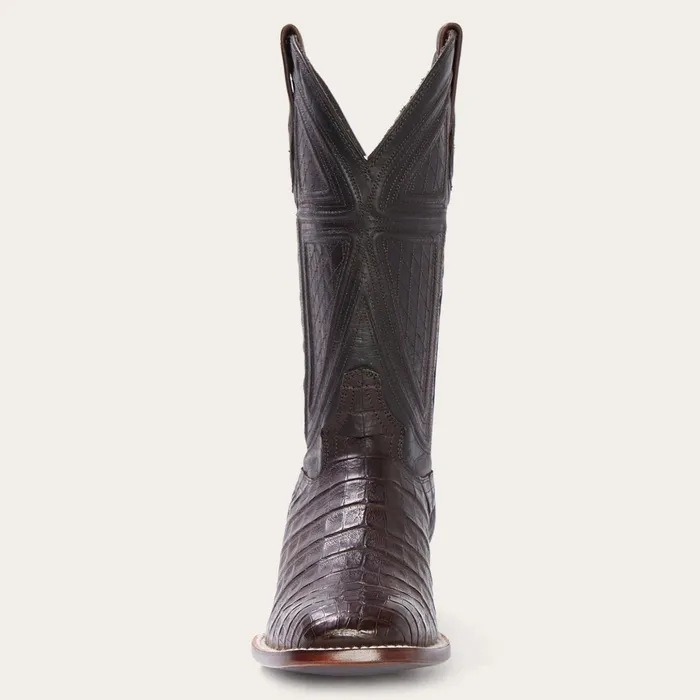 Exotics Men Stetson Kaycee Brown Caiman Belly Cowboy Boot Brown