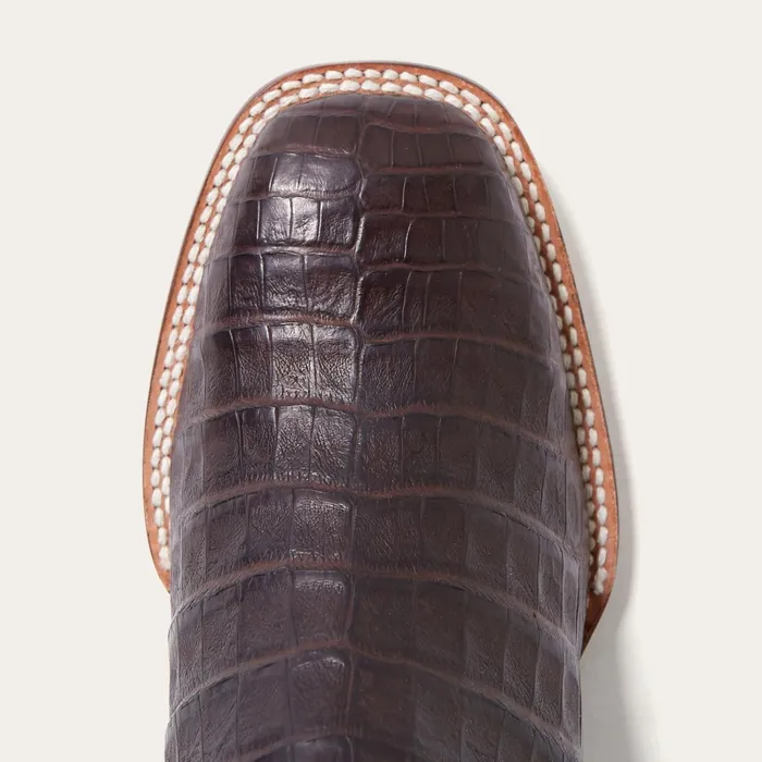 Exotics Men Stetson Kaycee Brown Caiman Belly Cowboy Boot Brown
