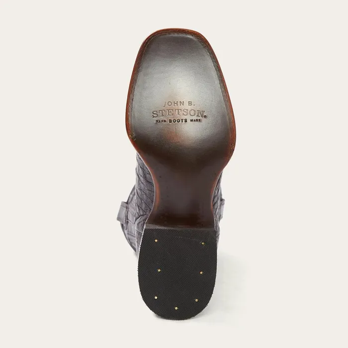 Exotics Men Stetson Kaycee Brown Caiman Belly Cowboy Boot Brown