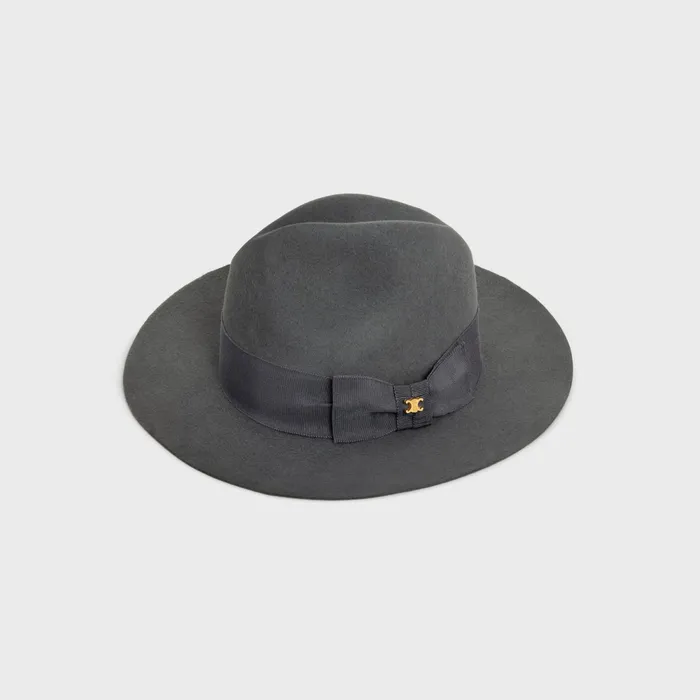 Fedora Hat In Felt Gris Women CELINE HATS AND SOFT ACCESSORIES