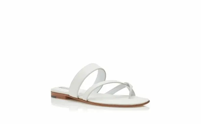 Flats Women Manolo Blahnik SUSAWhite Calf Leather Flat Sandals Flats Women Manolo Blahnik SUSAWhite Calf Leather Flat Sandals