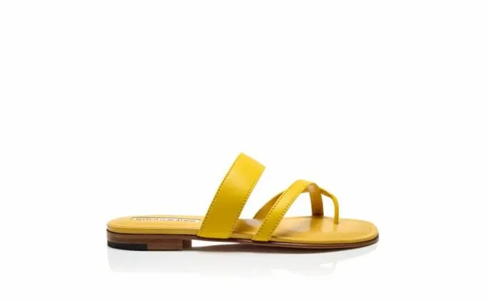 Flats Women Manolo Blahnik SUSAYellow Nappa Leather Crossover Flat Sandals Flats Women Manolo Blahnik SUSAYellow Nappa Leather Crossover Flat Sandals