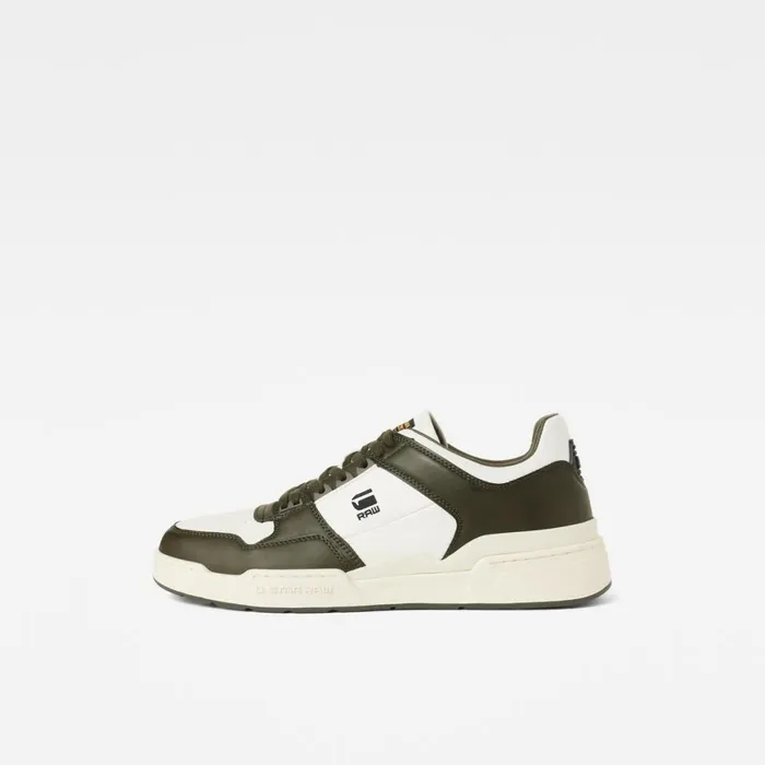Footwear Men GStar RAW Attacc Block Leather Look Sneakers Combatwhite