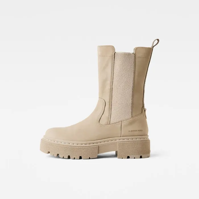 Footwear Women GStar RAW Kafey Platform High Chelsea Nubuck Boots Beige