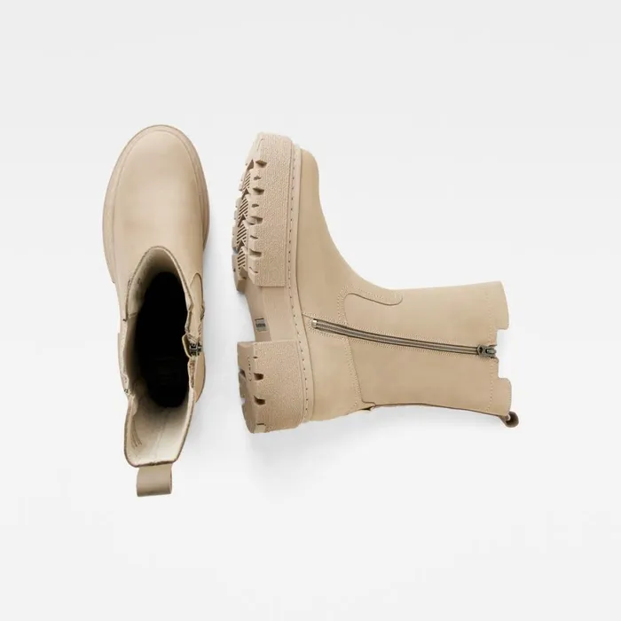 Footwear Women GStar RAW Kafey Platform High Chelsea Nubuck Boots Beige