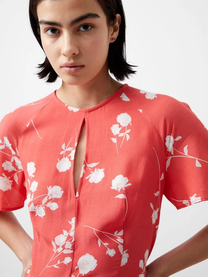 French Connection Alessandra Eco Asymmetric Dress Cayenne RedWhite Woman Dresses