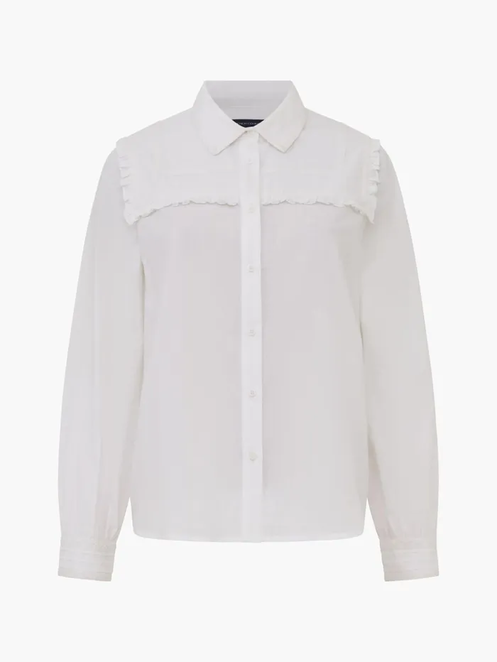 French Connection Amelie Cambric Embroidered Shirt Linen White Woman Tops