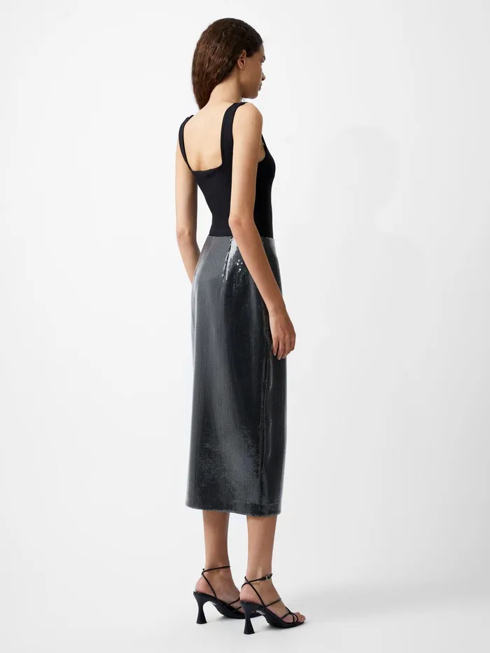 French Connection Amy Sequin Midi Skirt Gunmetal Woman Coords