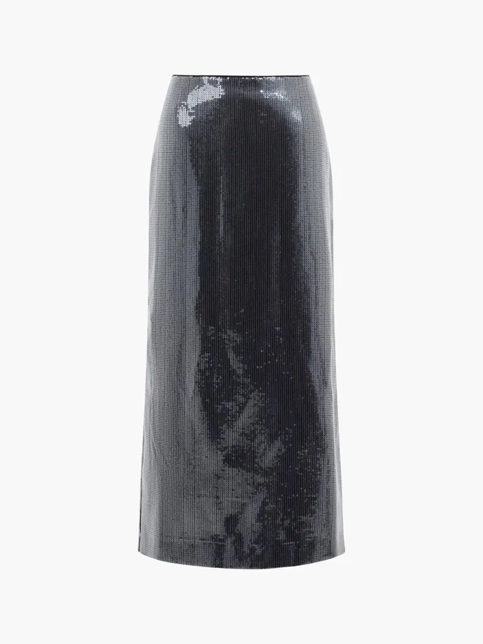 French Connection Amy Sequin Midi Skirt Gunmetal Woman Coords