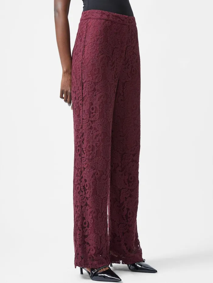 French Connection Asura Lace Flared Trousers Burgundy Red Woman Trousers