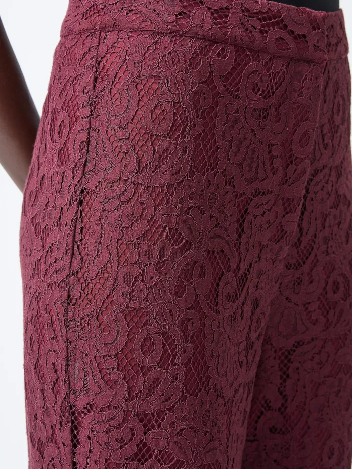 French Connection Asura Lace Flared Trousers Burgundy Red Woman Trousers