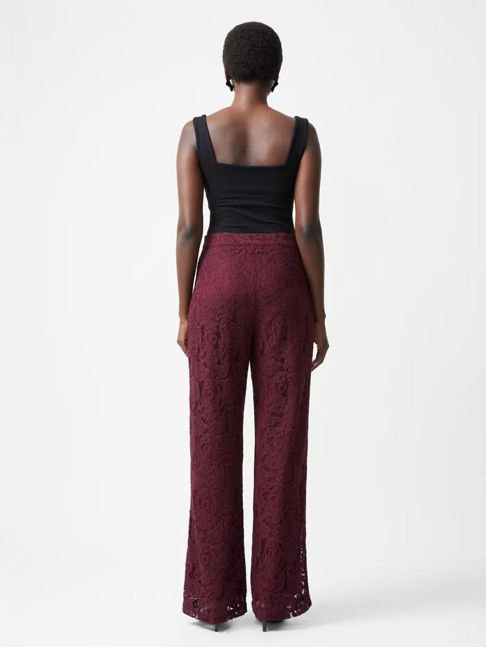 French Connection Asura Lace Flared Trousers Burgundy Red Woman Trousers
