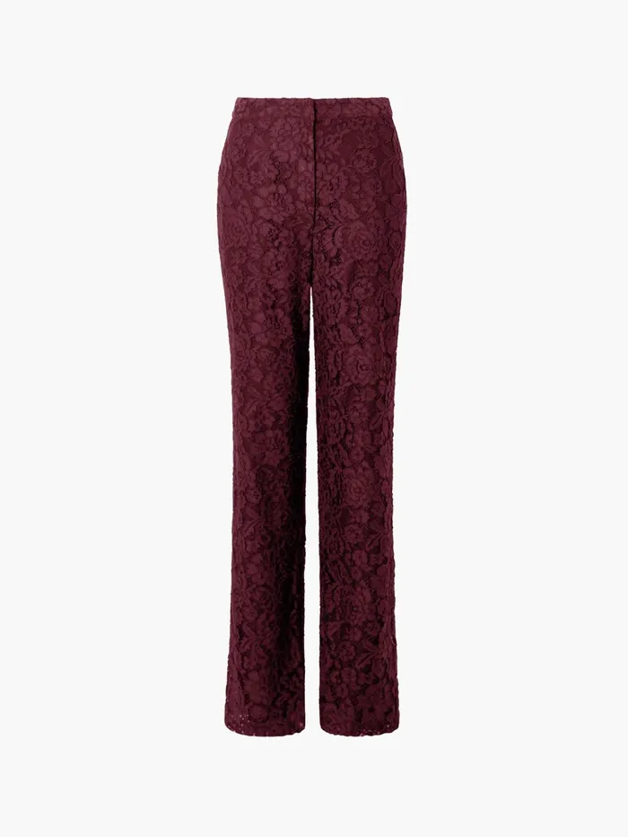 French Connection Asura Lace Flared Trousers Burgundy Red Woman Trousers
