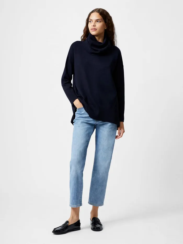 French Connection Babysoft Ribbed Cowl Neck Jumper Midnight Woman Jumpers and Cardigans