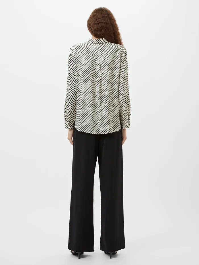 French Connection Candice Satin Stripe Shirt BlackCream Woman Tops
