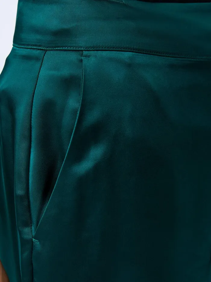 French Connection Carey Satin Trousers Forest Woman Trousers