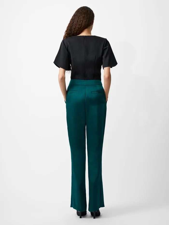 French Connection Carey Satin Trousers Forest Woman Trousers