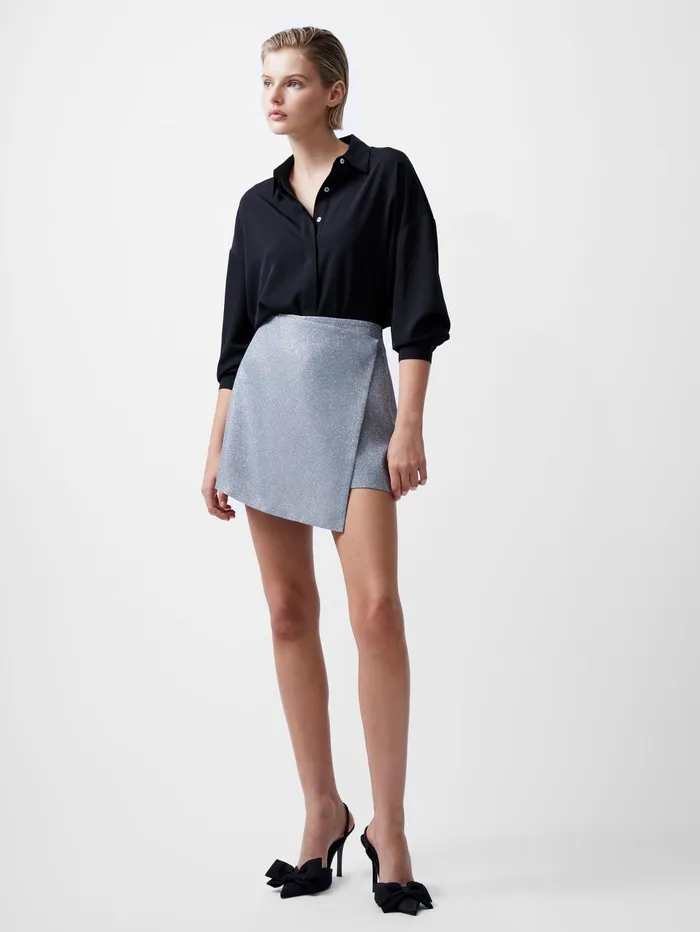French Connection Cece Lurex Skort Silver Woman Skirts