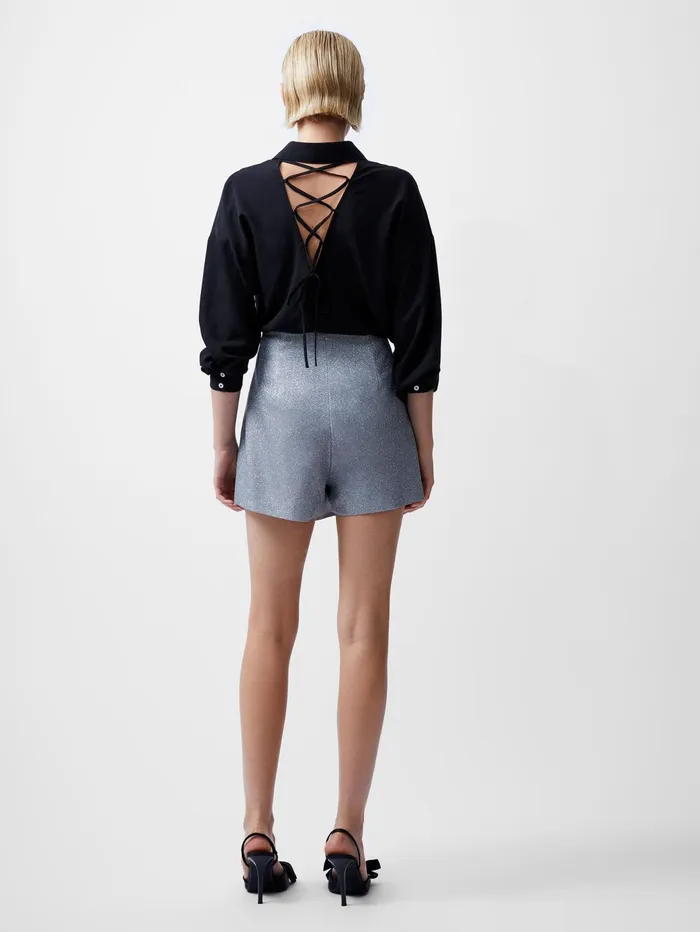 French Connection Cece Lurex Skort Silver Woman Skirts