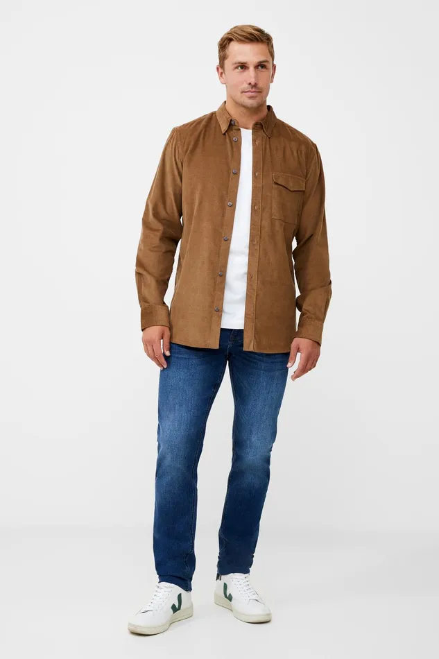 French Connection Cord Long Sleeve Shirt Sepia Man Shirts