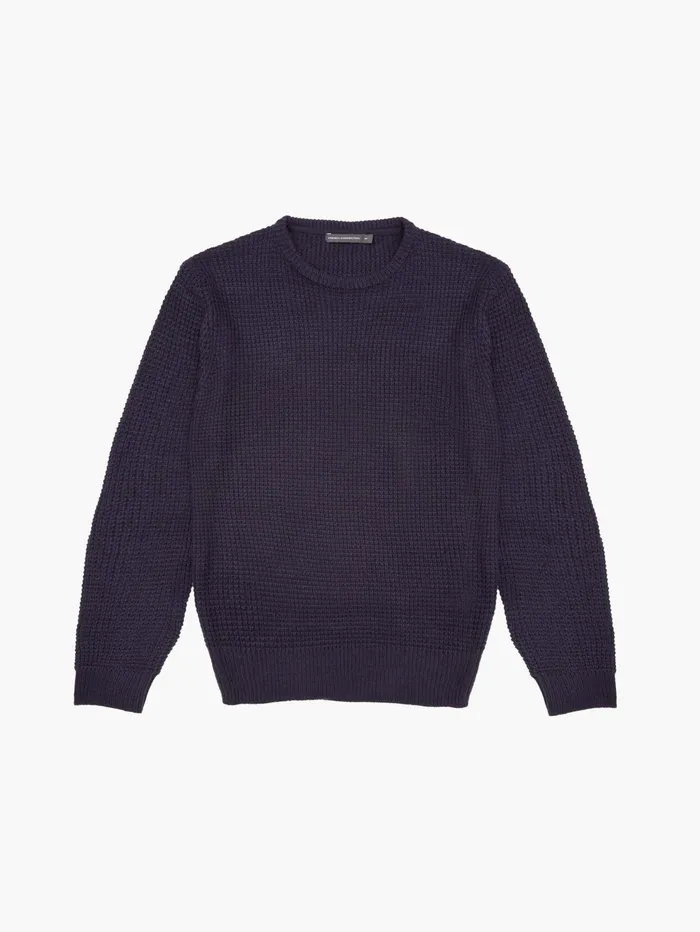 French Connection Crew Neck Waffle Knit Jumper Marine Man Knitwear