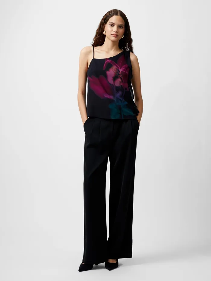 French Connection Eden Georgette Frilly Cami Top Blackout Multi Woman Tops