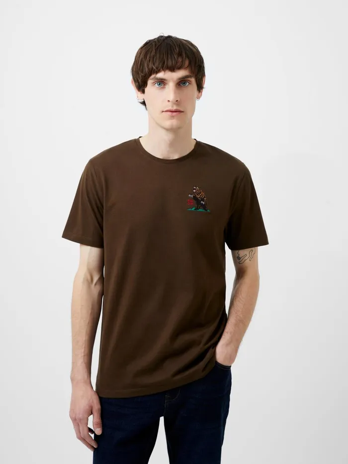 French Connection Embroidered Bear Organic Graphic TShirt Truffle Brown Man TShirts and Polo Shirts French Connection Embroidered Bear Organic Graphic TShirt Truffle Brown Man TShirts and Polo Shirts