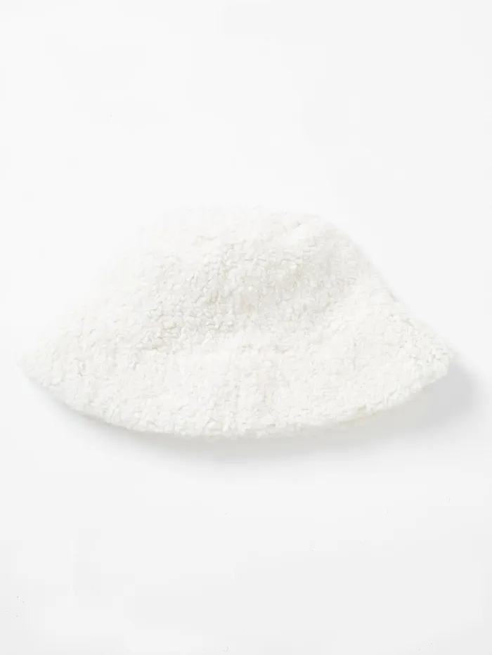 French Connection Faux Shearling Bucket Hat Oatmeal Woman Hats