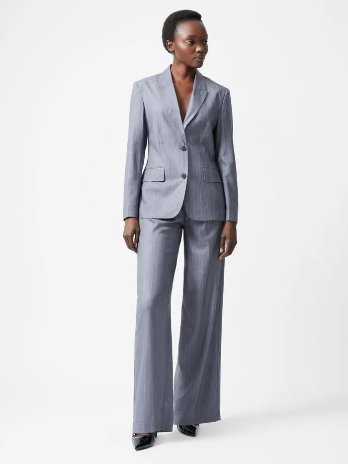 French Connection Fiorella Pinstripe Blazer Grey Woman Coats and Jackets