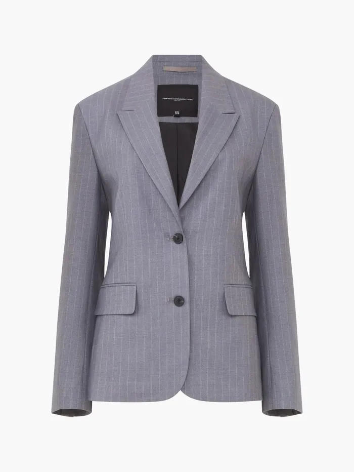 French Connection Fiorella Pinstripe Blazer Grey Woman Coats and Jackets