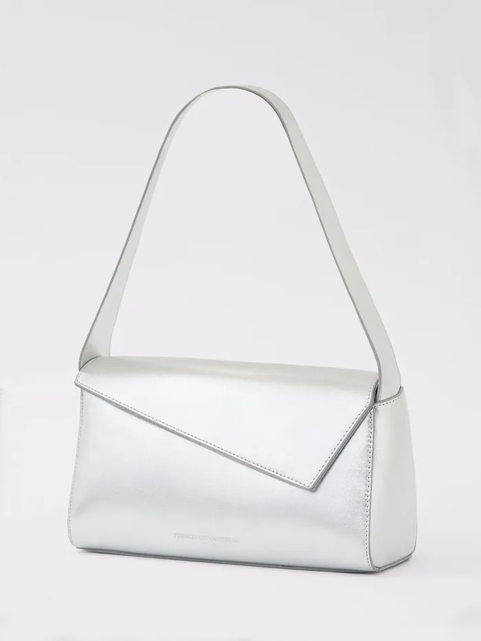 French Connection Jeenaa X Metallic Envelope Bag High Shine Silver Woman Bags and Purses