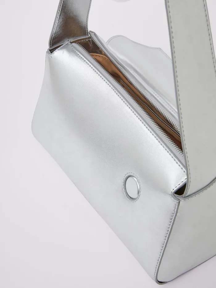 French Connection Jeenaa X Metallic Envelope Bag High Shine Silver Woman Bags and Purses