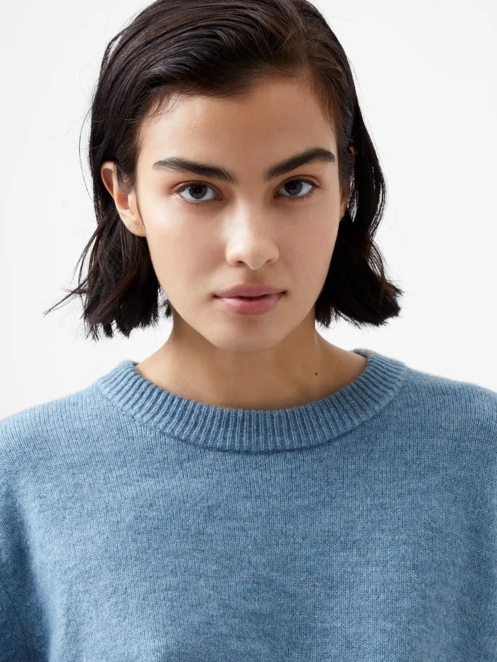 French Connection Kesia Recycled Crew Neck Jumper Dusted Blue Woman Jumpers and Cardigans