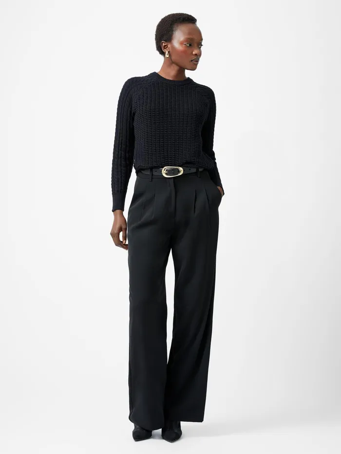 French Connection Mozart Popcorn Cable Knit Jumper Black Woman Jumpers and Cardigans