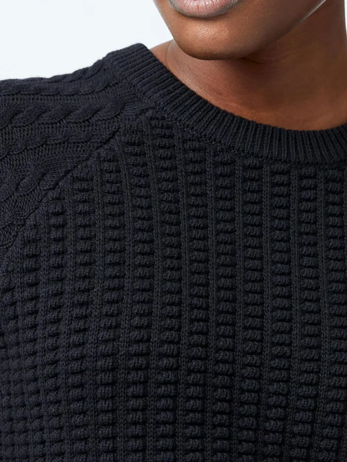 French Connection Mozart Popcorn Cable Knit Jumper Black Woman Jumpers and Cardigans