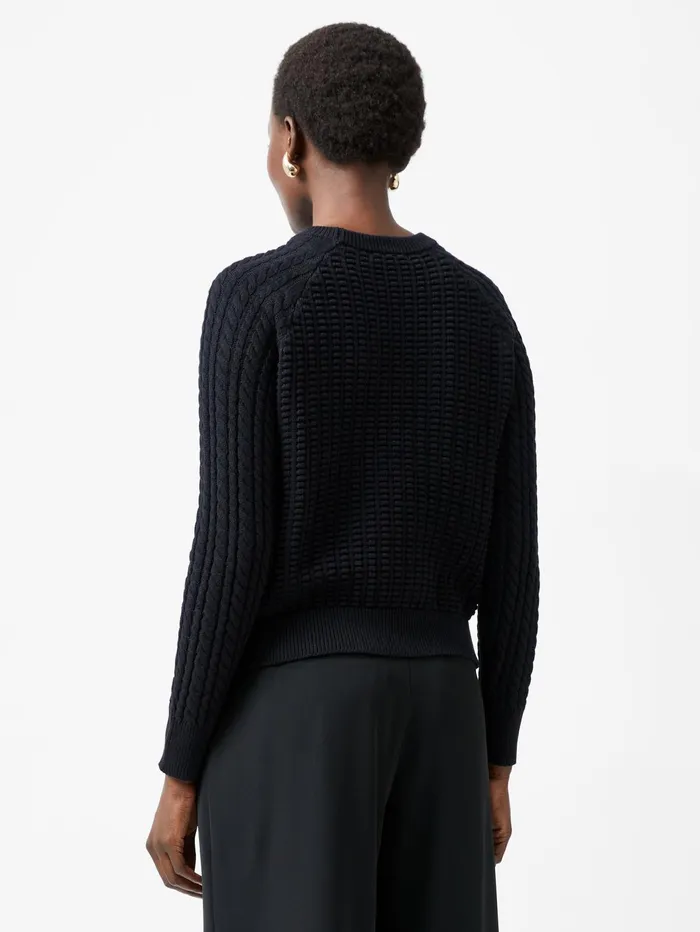 French Connection Mozart Popcorn Cable Knit Jumper Black Woman Jumpers and Cardigans